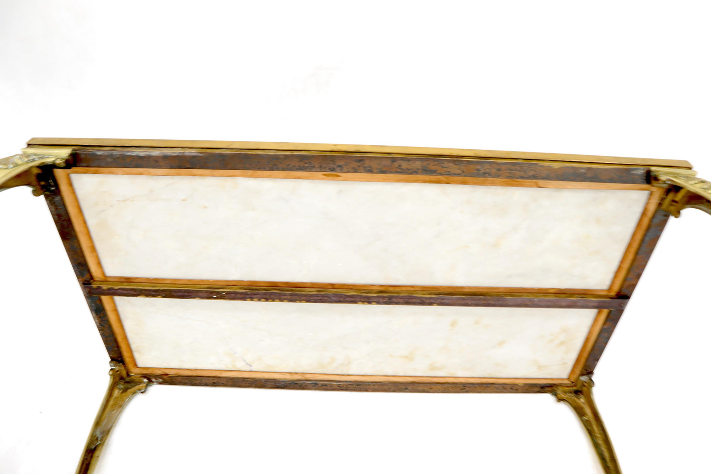 EstablishedLines Brass Frame and Legs Painted Marble-Top Rectangular Coffee Table