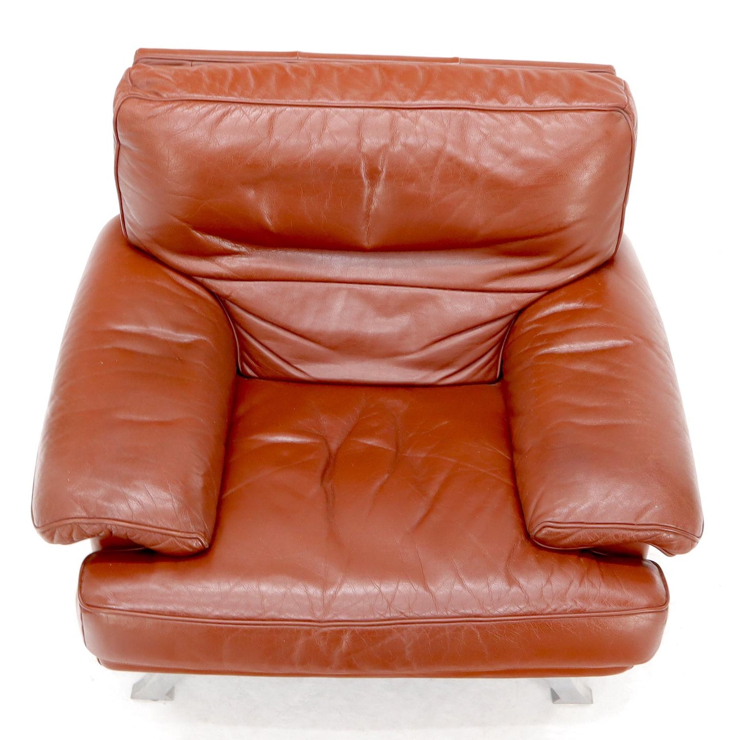 EstablishedLines Ligne Roset Made in France Wide Seat Browm Leather Lounge Chair