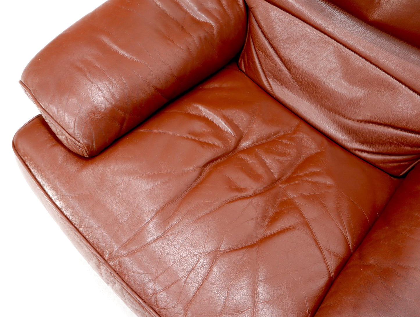 EstablishedLines Ligne Roset Made in France Wide Seat Browm Leather Lounge Chair