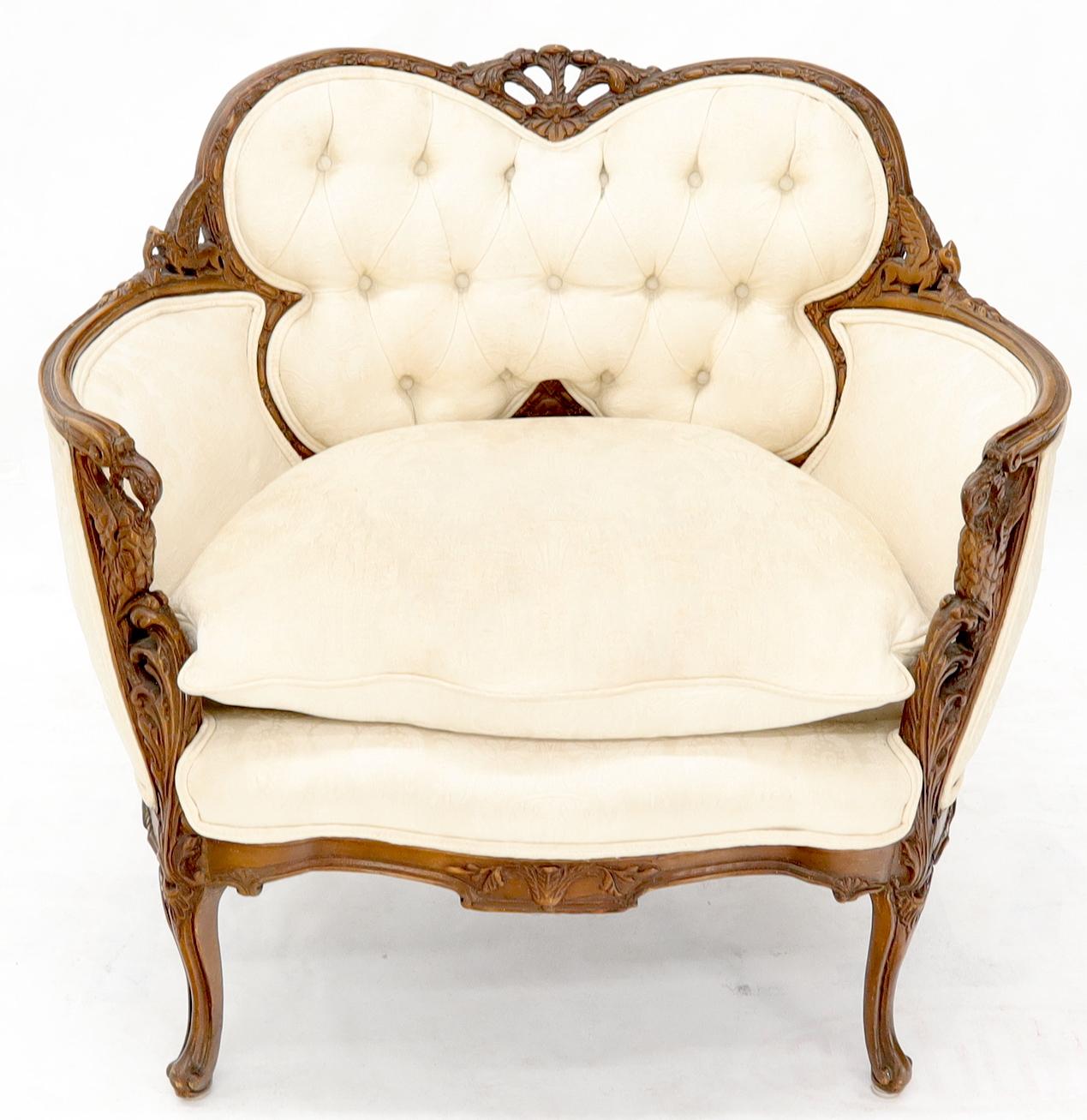 EstablishedLines Heavily Carved Walnut Wide Seat Lounge Chair