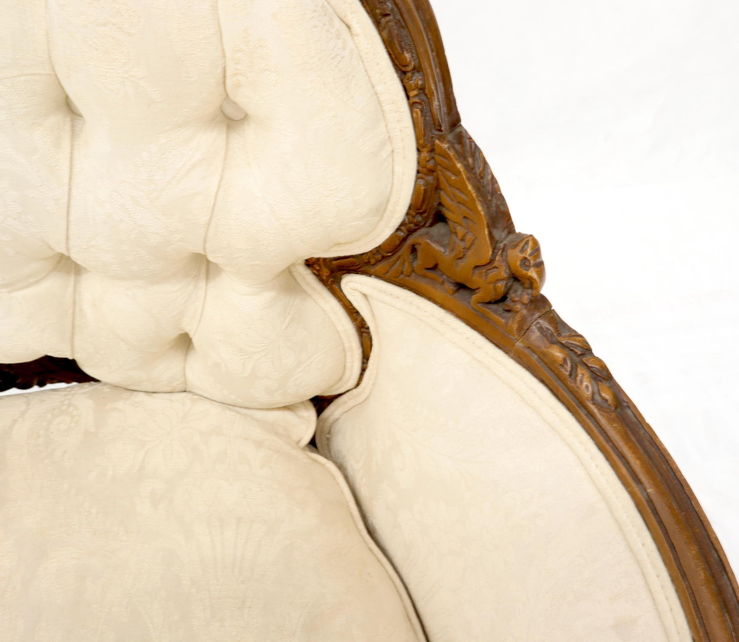 EstablishedLines Heavily Carved Walnut Wide Seat Lounge Chair