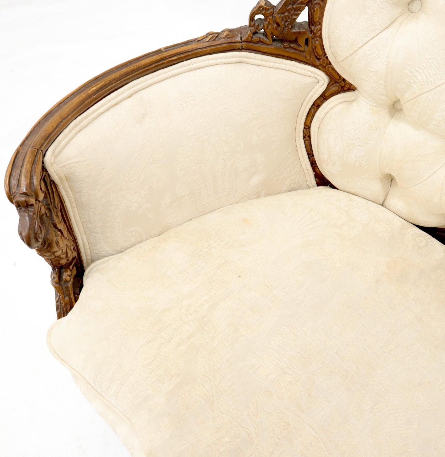 EstablishedLines Heavily Carved Walnut Wide Seat Lounge Chair