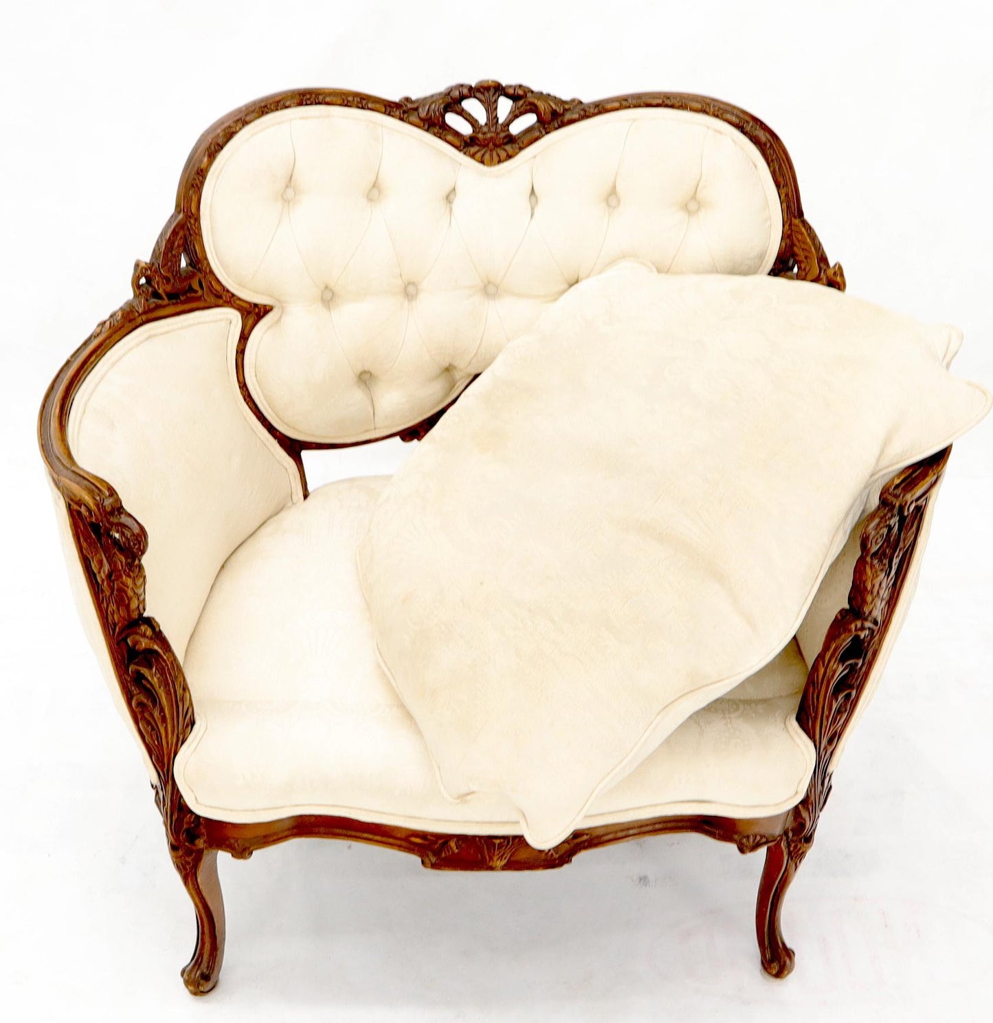 EstablishedLines Heavily Carved Walnut Wide Seat Lounge Chair