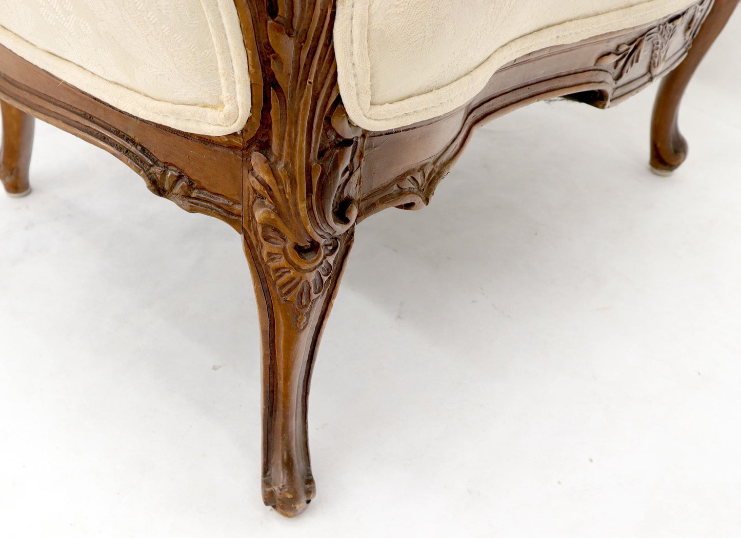 EstablishedLines Heavily Carved Walnut Wide Seat Lounge Chair