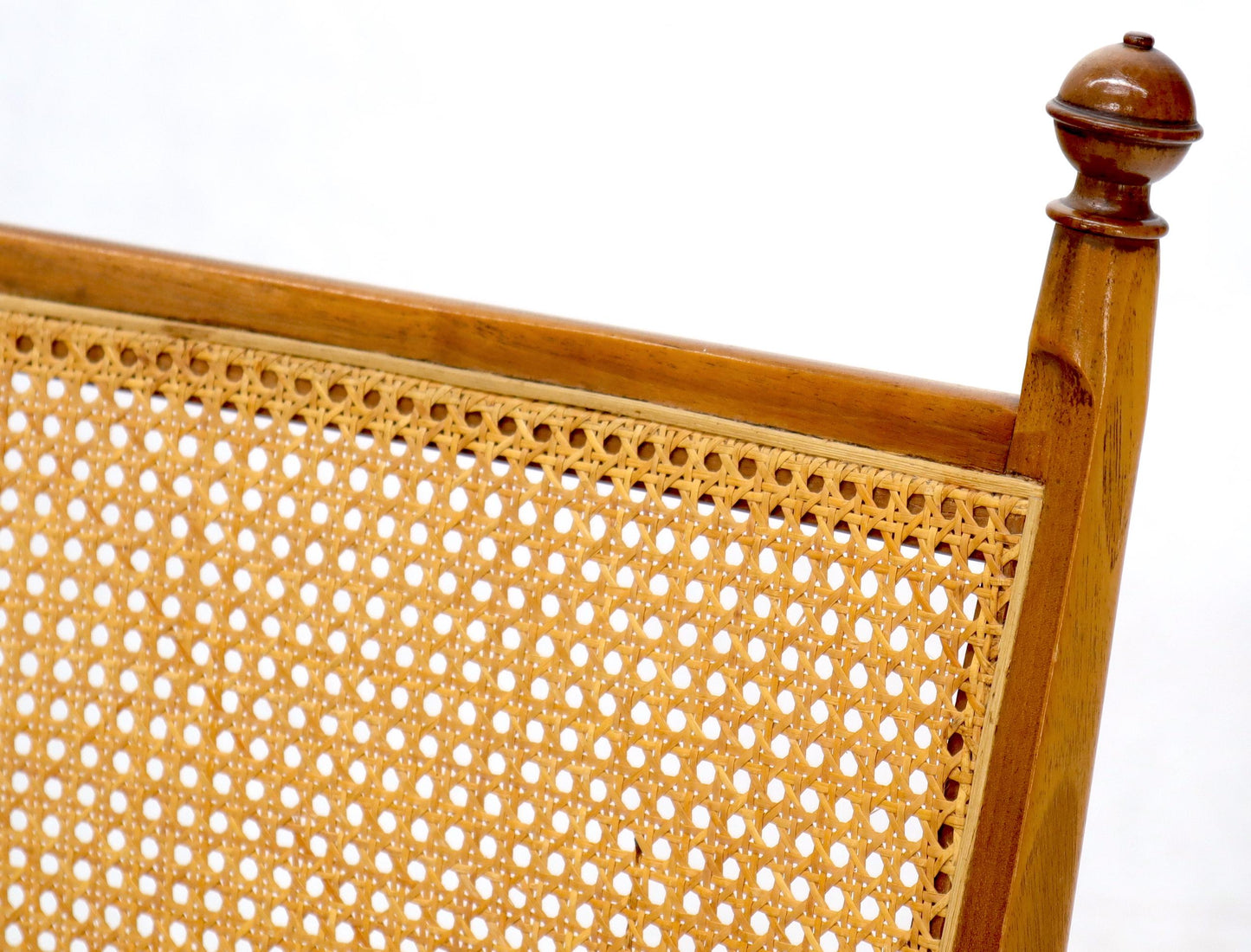 EstablishedLines Set of 6 Mid-Century Modern Sculpted Walnut Frames Cane Back Dining Chairs