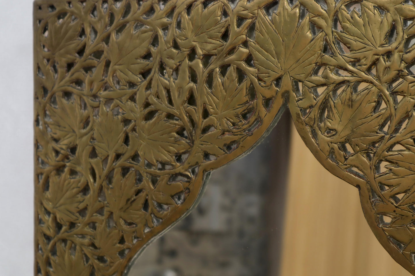 EstablishedLines Pair of Large Rectangular Shape Pierced Minted Brass Frames Mirrors