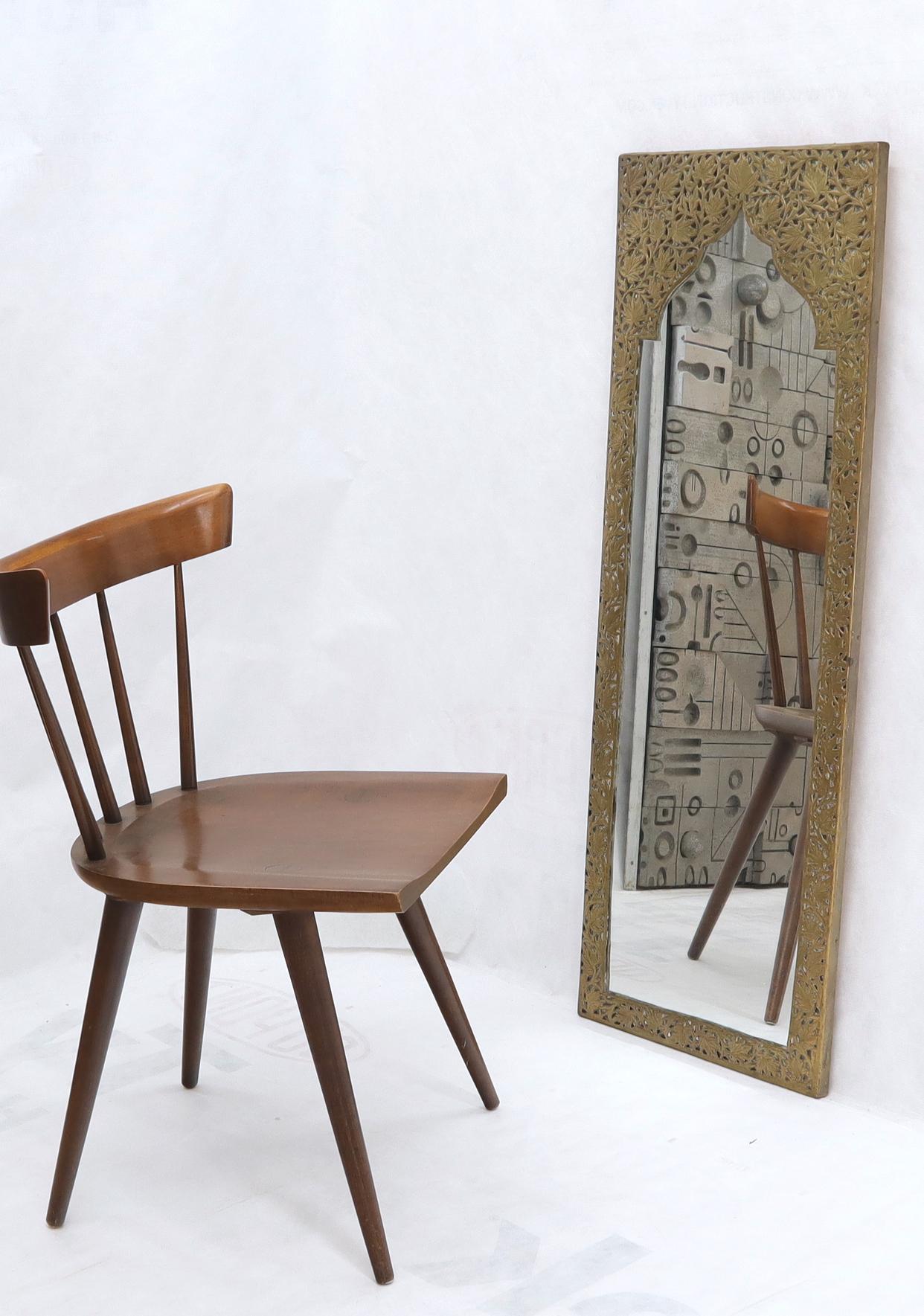 EstablishedLines Pair of Large Rectangular Shape Pierced Minted Brass Frames Mirrors