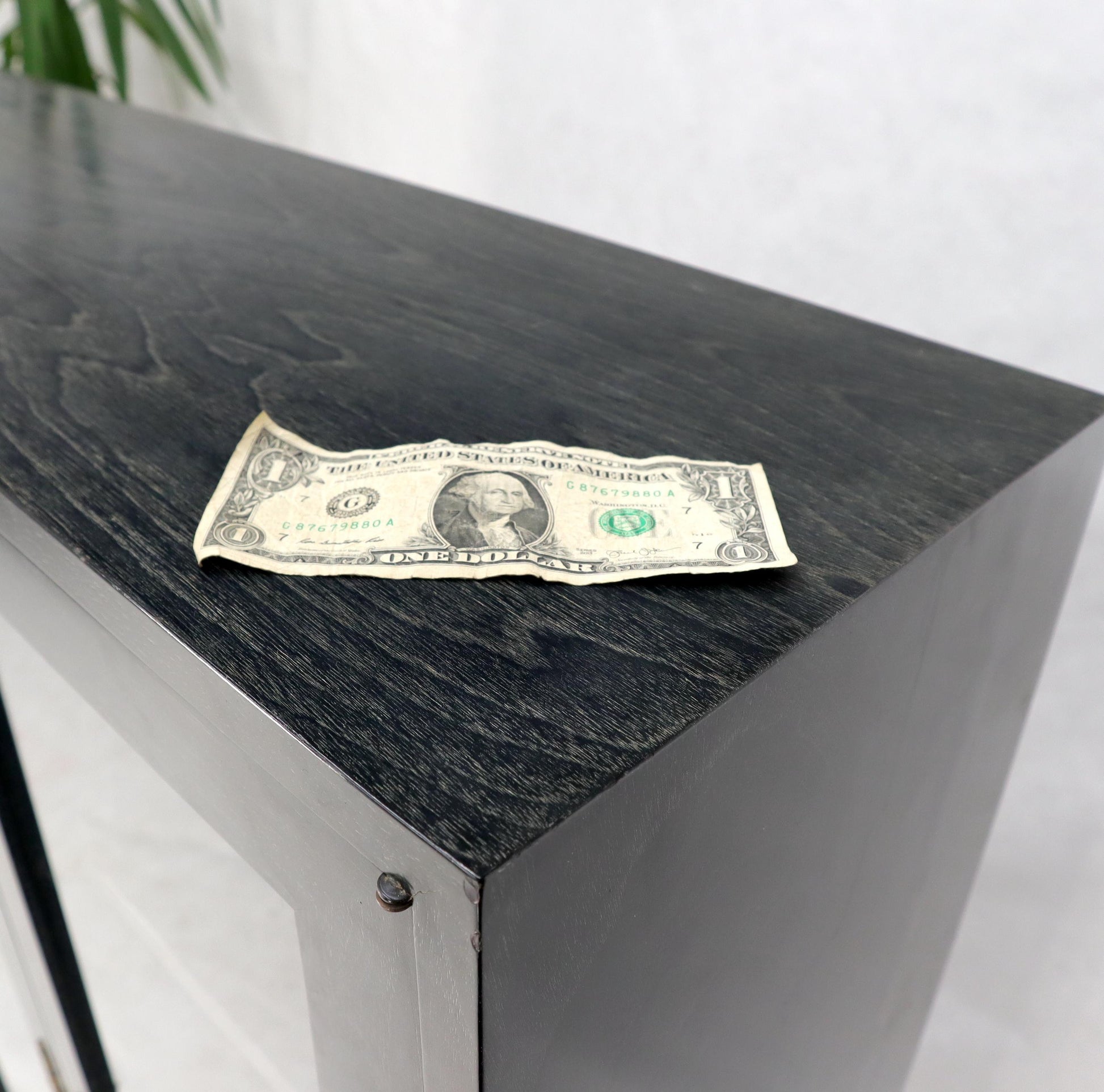 EstablishedLines Large Mid-Century Modern Ebonized and Cerused Walnut Four Doors Bookcase