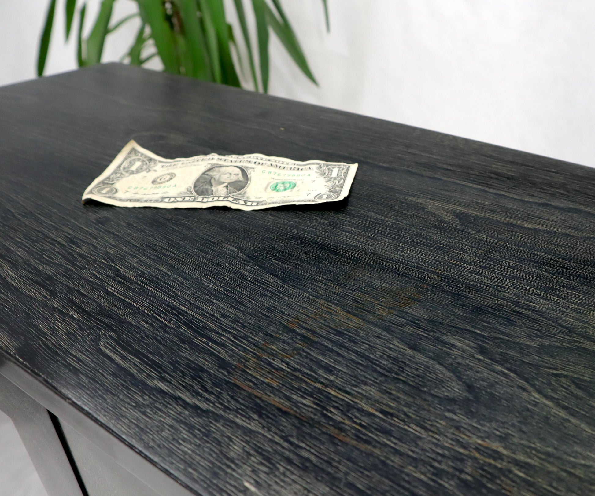 EstablishedLines Large Mid-Century Modern Ebonized and Cerused Walnut Four Doors Bookcase