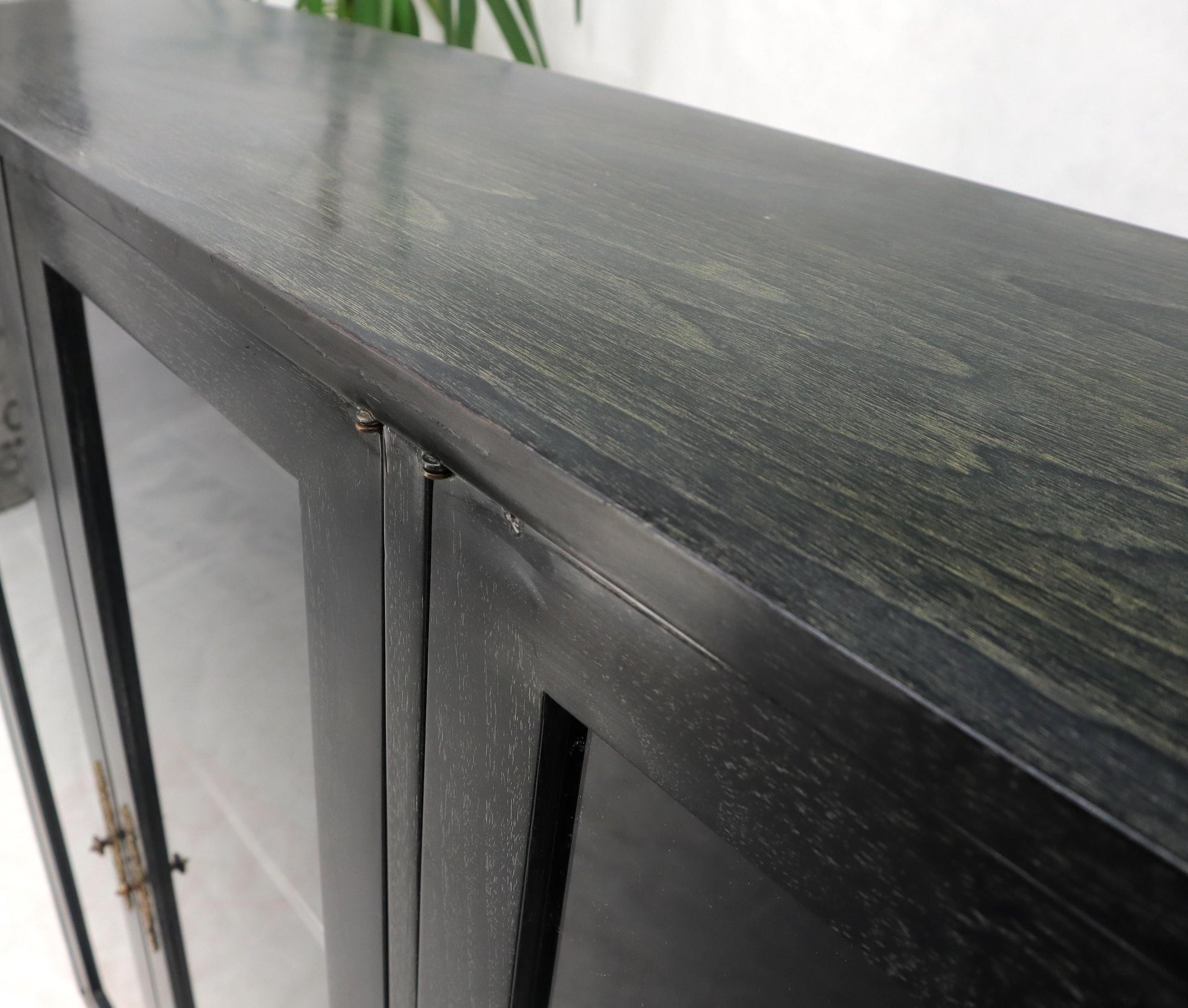 EstablishedLines Large Mid-Century Modern Ebonized and Cerused Walnut Four Doors Bookcase