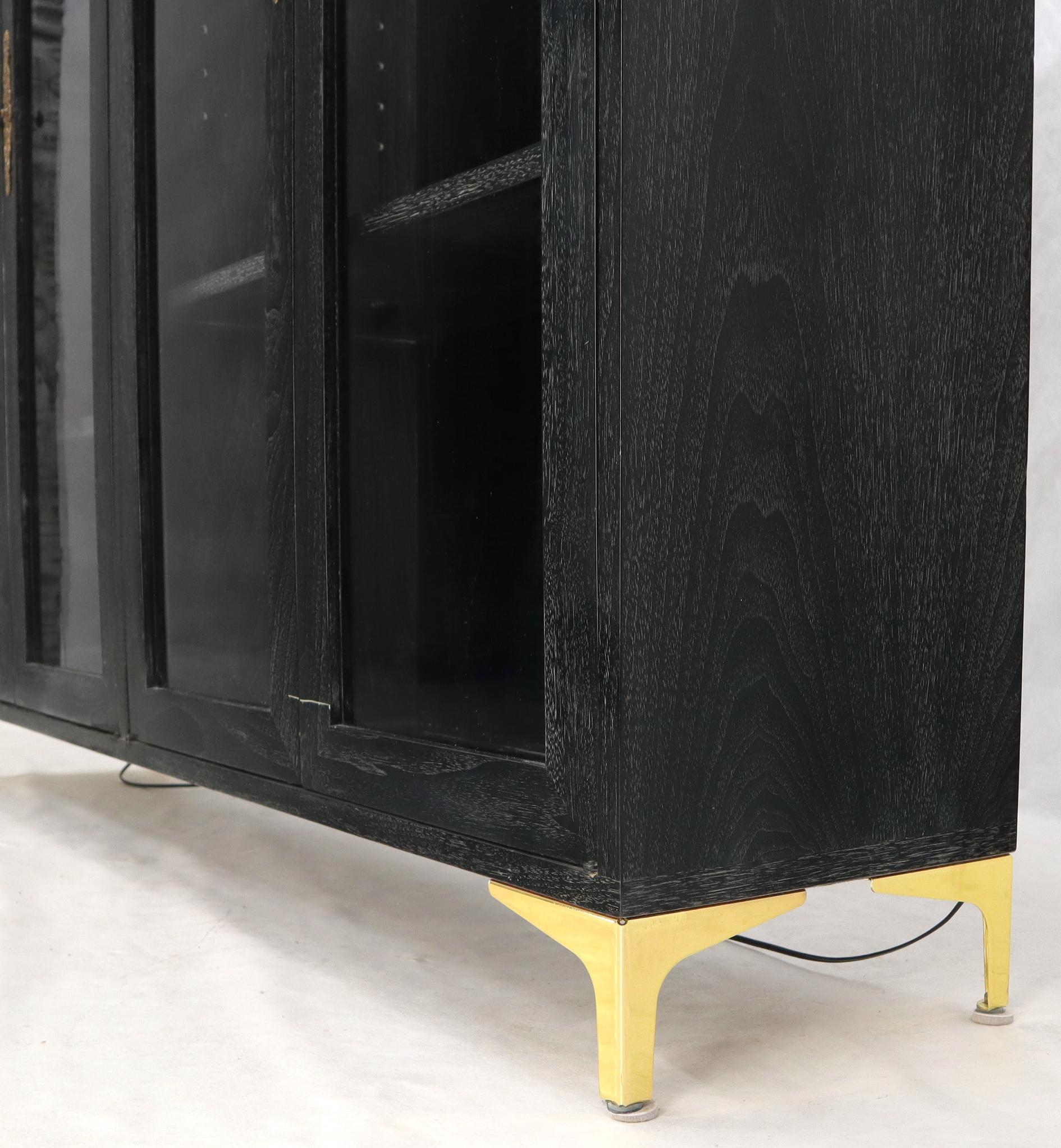 EstablishedLines Large Mid-Century Modern Ebonized and Cerused Walnut Four Doors Bookcase