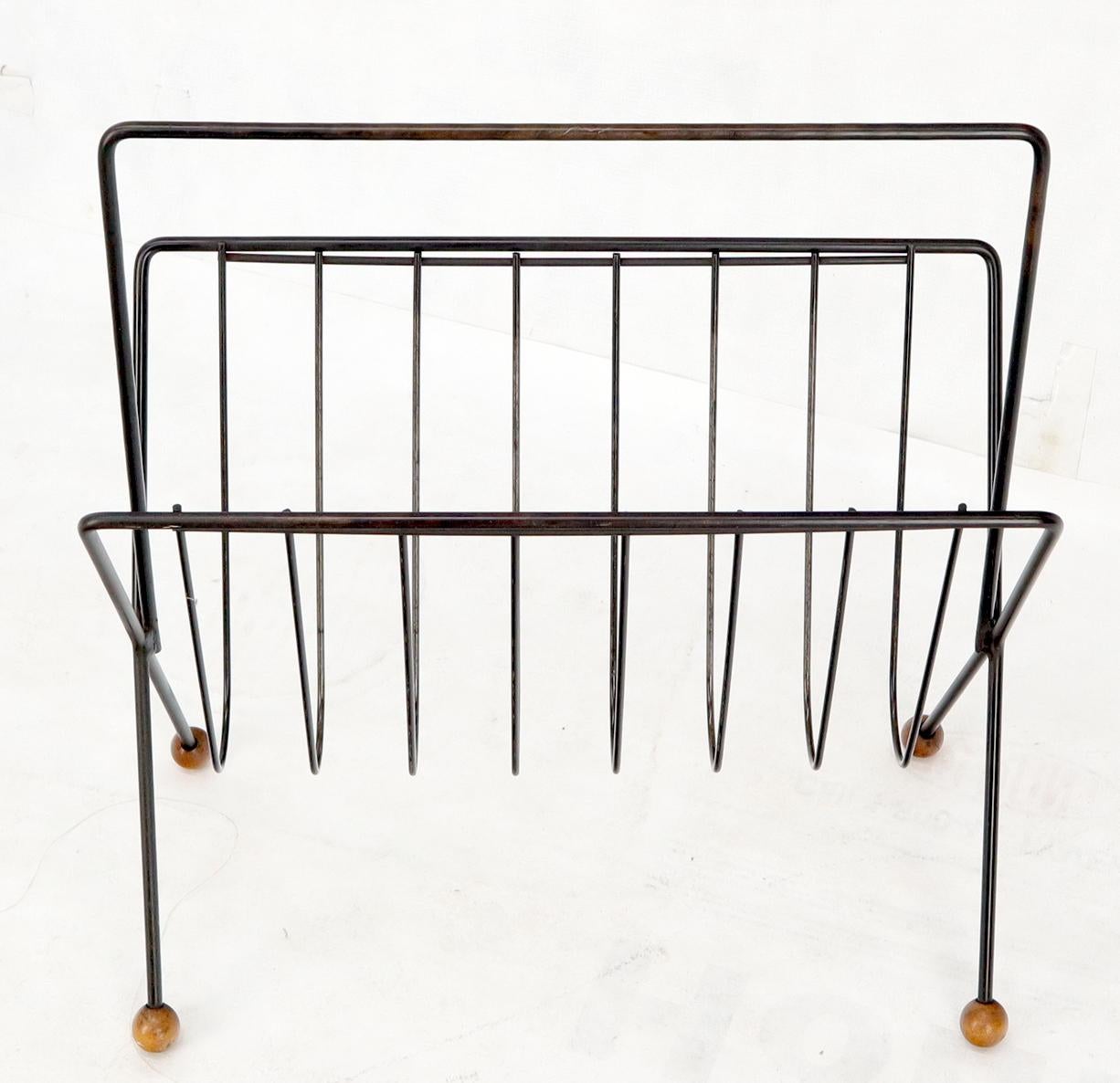 EstablishedLines Mid-Century Modern Ball Feet Tony Paul Magazine Rack Stand