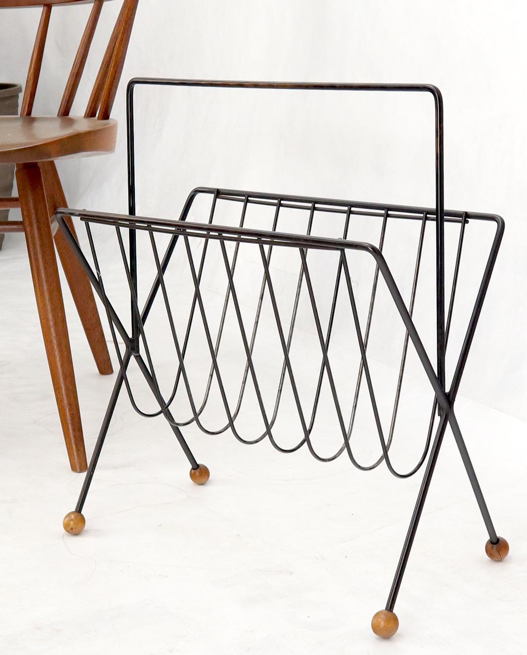 EstablishedLines Mid-Century Modern Ball Feet Tony Paul Magazine Rack Stand