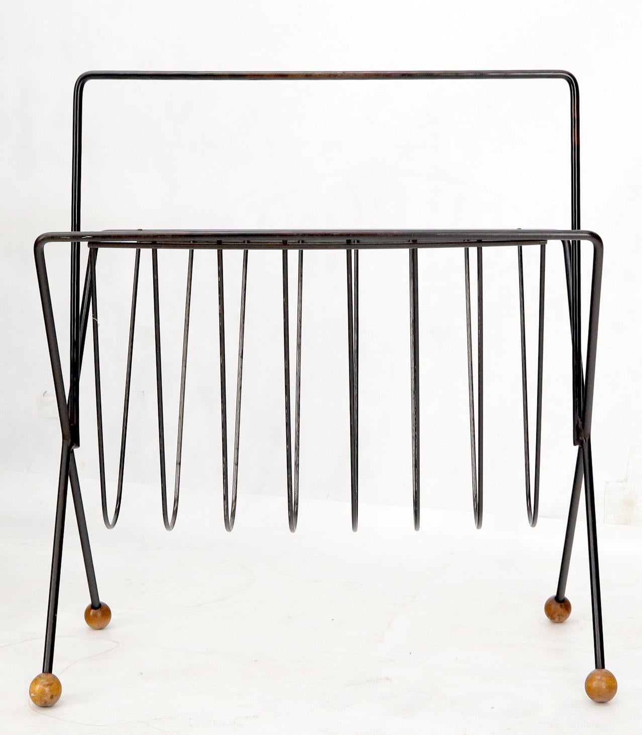 EstablishedLines Mid-Century Modern Ball Feet Tony Paul Magazine Rack Stand