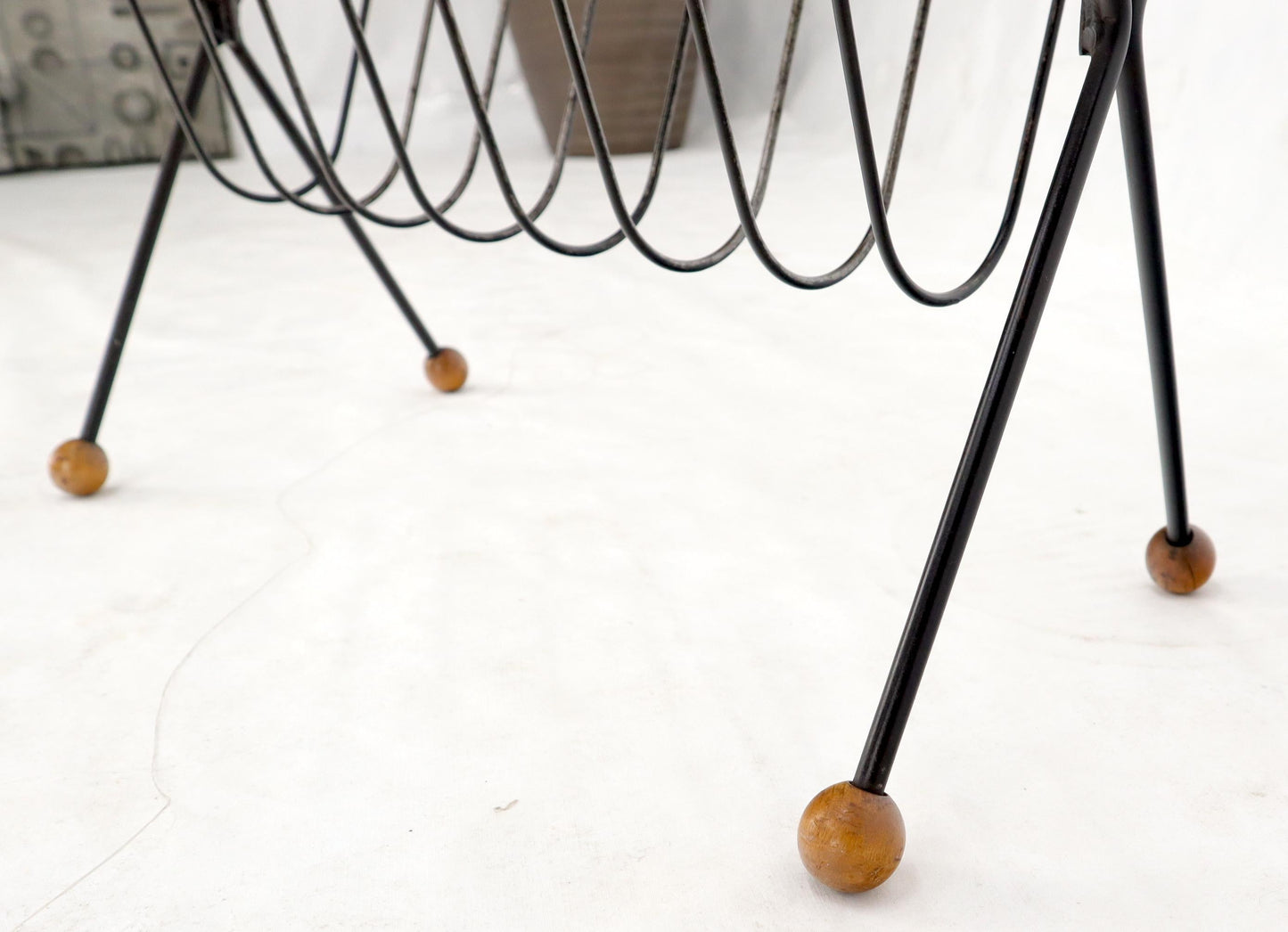 EstablishedLines Mid-Century Modern Ball Feet Tony Paul Magazine Rack Stand
