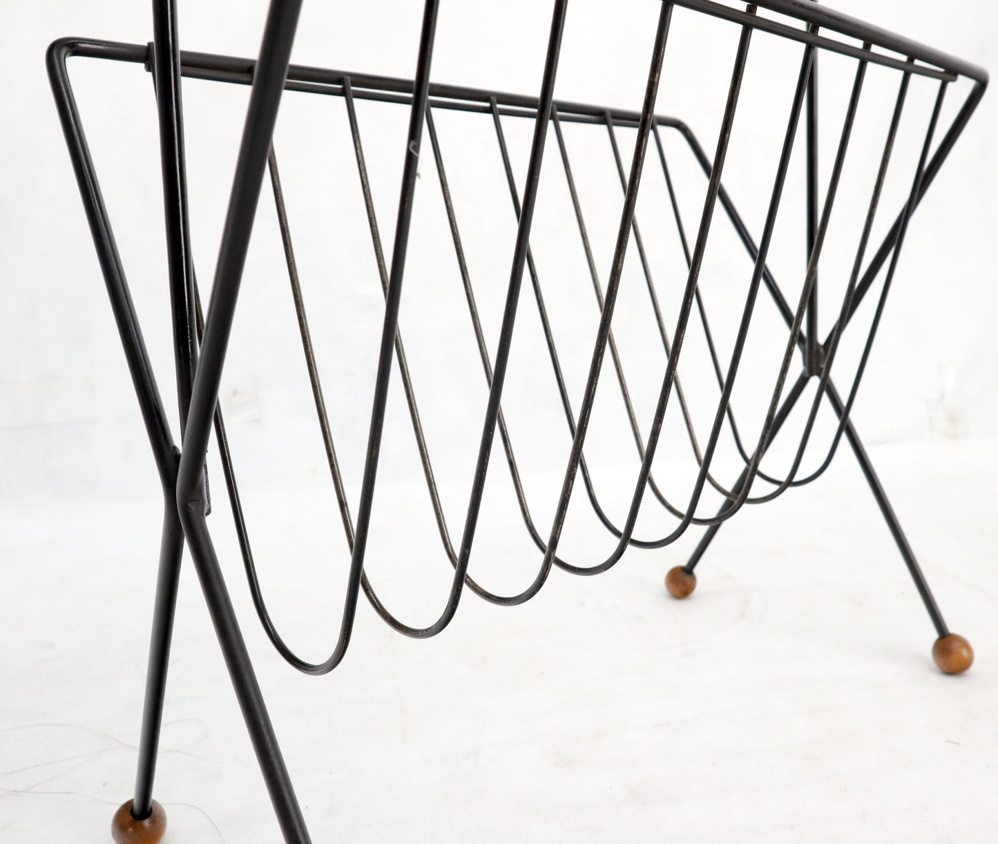 EstablishedLines Mid-Century Modern Ball Feet Tony Paul Magazine Rack Stand