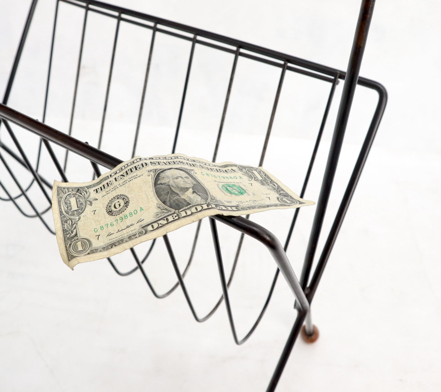 EstablishedLines Mid-Century Modern Ball Feet Tony Paul Magazine Rack Stand