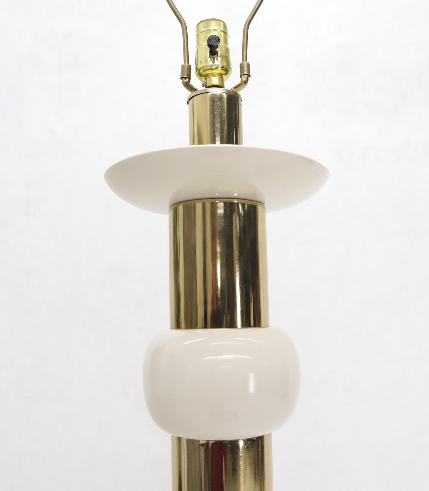 EstablishedLines Mid-Century Modern Brass Heavy Bracket Shape Base Floor Lamp