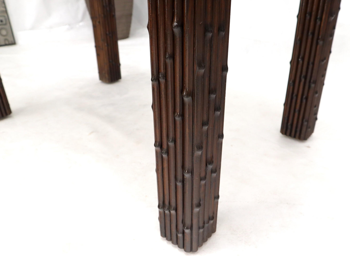EstablishedLines Faux Bamboo Rectangle Walnut Finish Side End Coffee Table