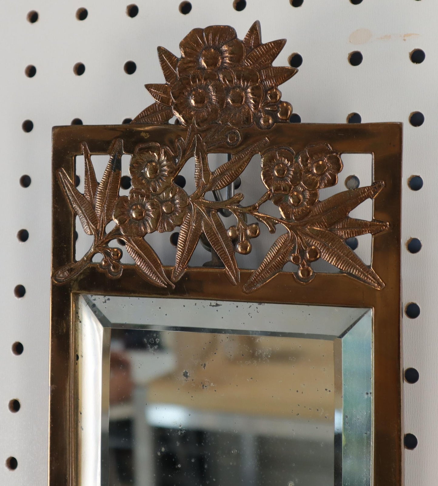 EstablishedLines Antique Brass 2 Candle Mirror Wall Sconce 16 Crystal Prisms, 1875