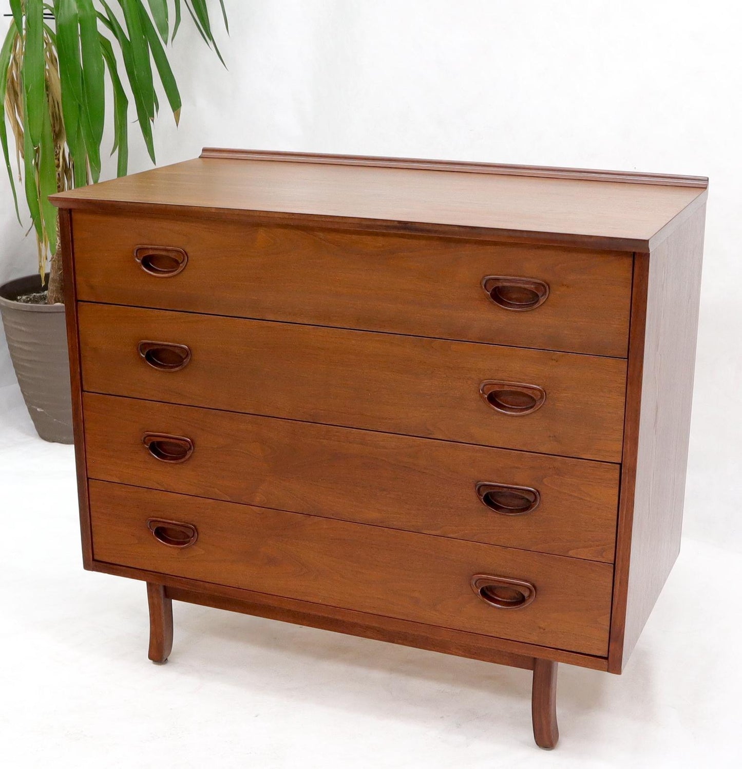 EstablishedLines Oiled Walnut 4 Drawers Back Splash Bachelor Chest Dresser