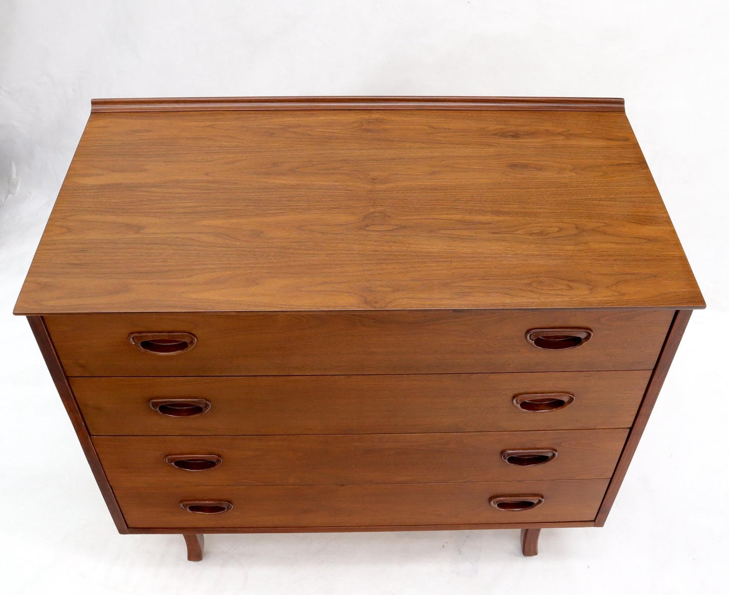 EstablishedLines Oiled Walnut 4 Drawers Back Splash Bachelor Chest Dresser