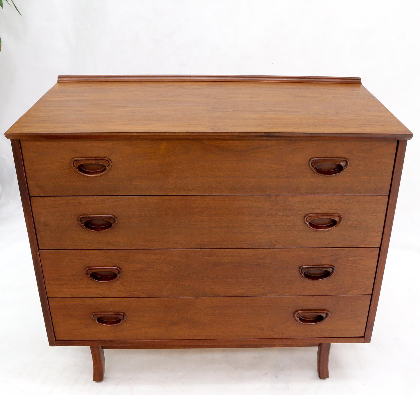 EstablishedLines Oiled Walnut 4 Drawers Back Splash Bachelor Chest Dresser