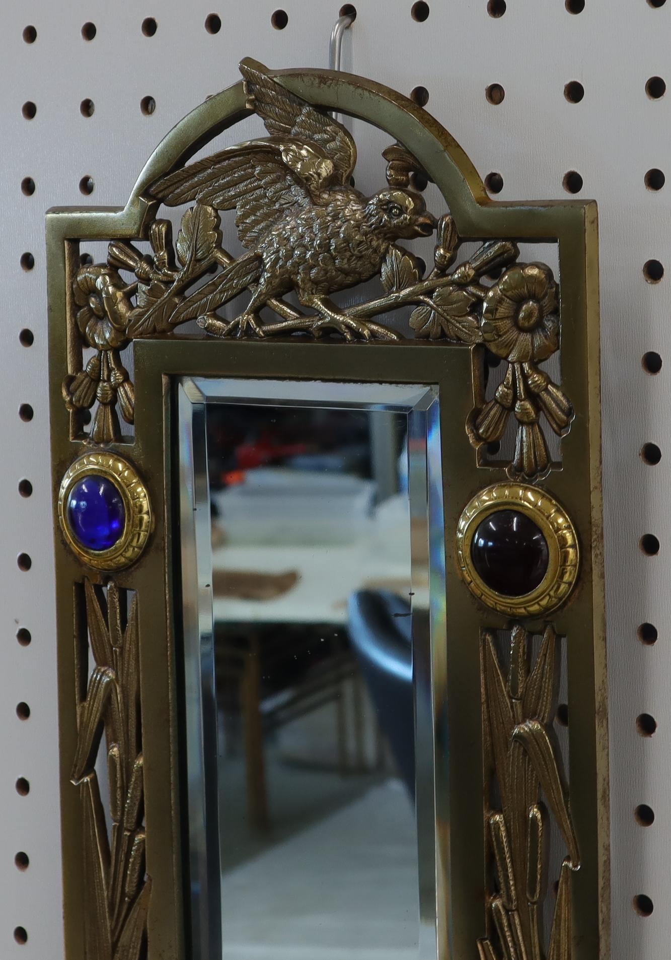 EstablishedLines Antique Brass 2 Candle Mirror Jewel Decorated Wall Sconce 16 Prisms, circa 1875