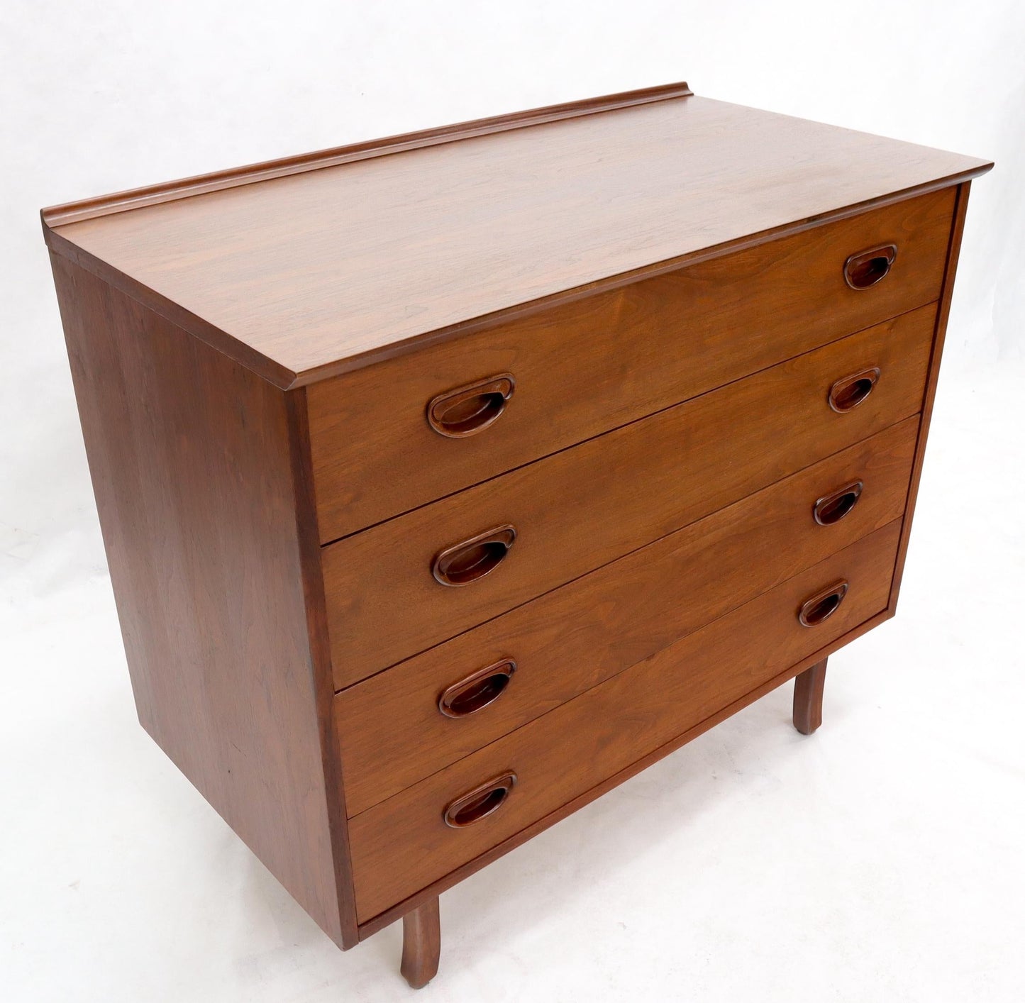 EstablishedLines Oiled Walnut 4 Drawers Back Splash Bachelor Chest Dresser