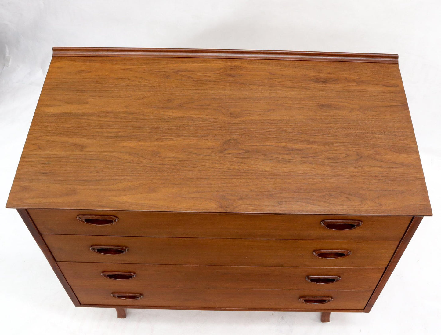 EstablishedLines Oiled Walnut 4 Drawers Back Splash Bachelor Chest Dresser
