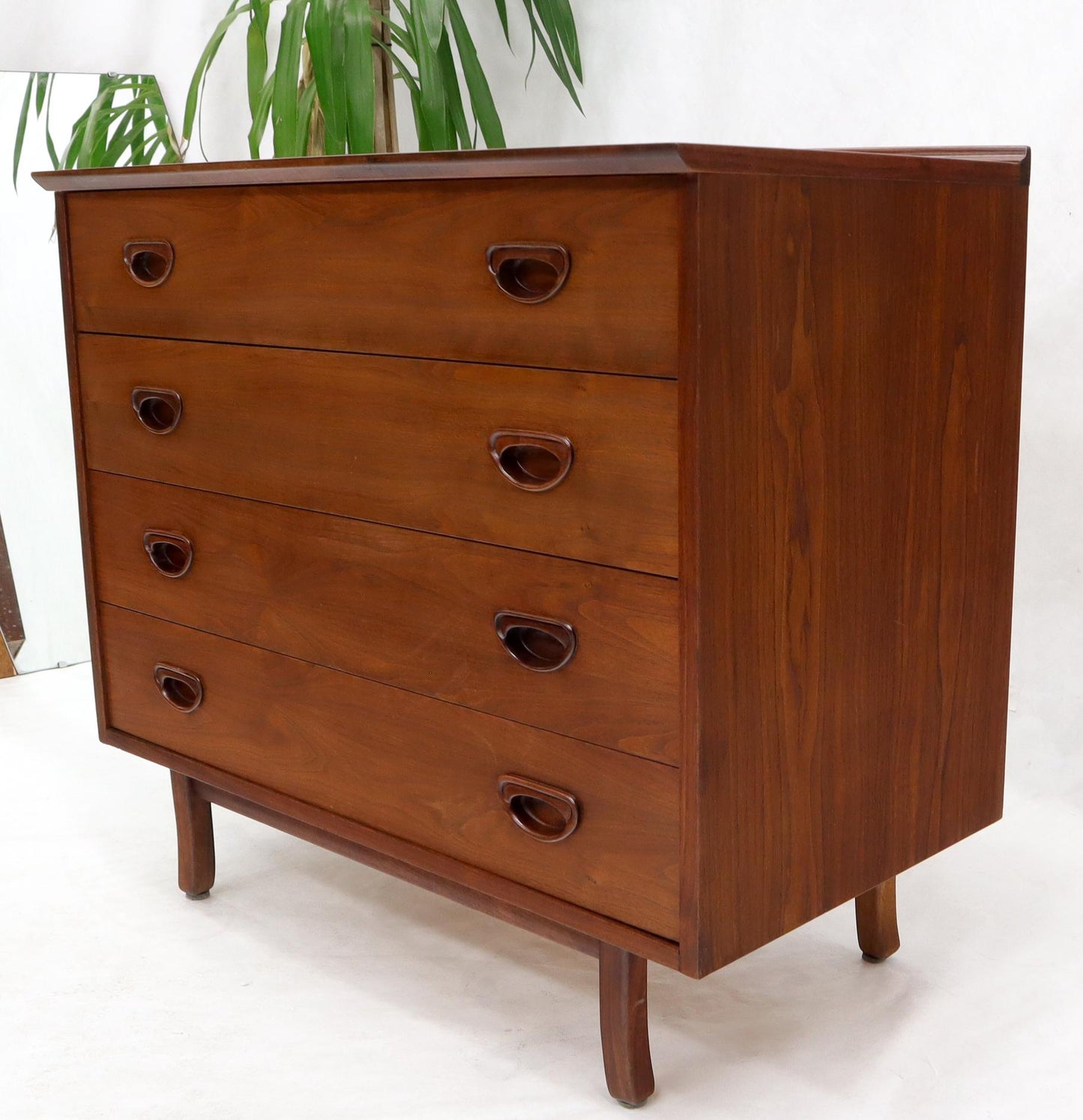 EstablishedLines Oiled Walnut 4 Drawers Back Splash Bachelor Chest Dresser