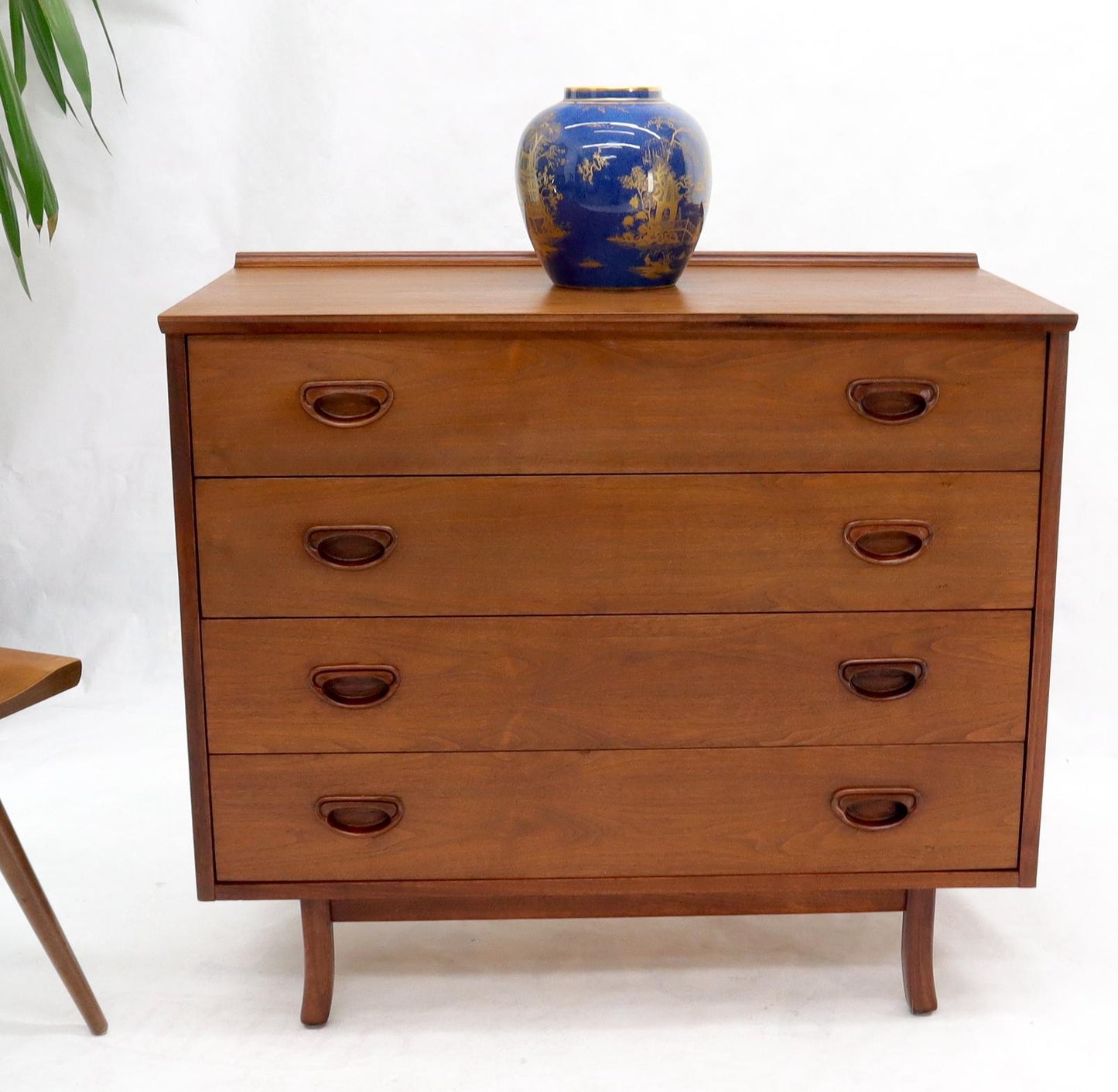 EstablishedLines Oiled Walnut 4 Drawers Back Splash Bachelor Chest Dresser