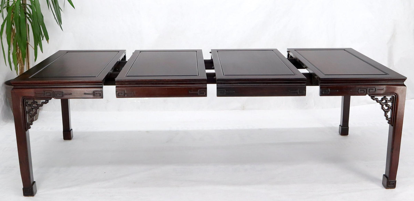 EstablishedLines Asian Chinese Chippendale Style Solid Rosewood Square Dining Table w/ 2 Bords