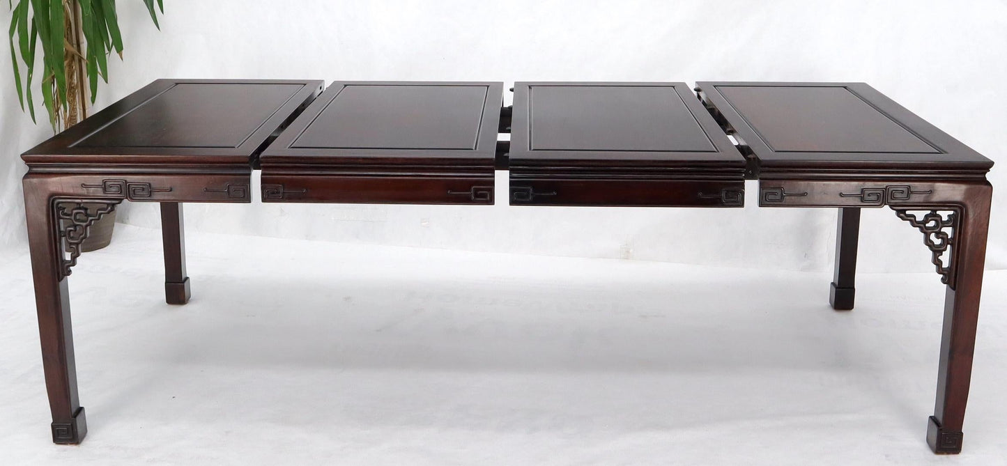 EstablishedLines Asian Chinese Chippendale Style Solid Rosewood Square Dining Table w/ 2 Bords