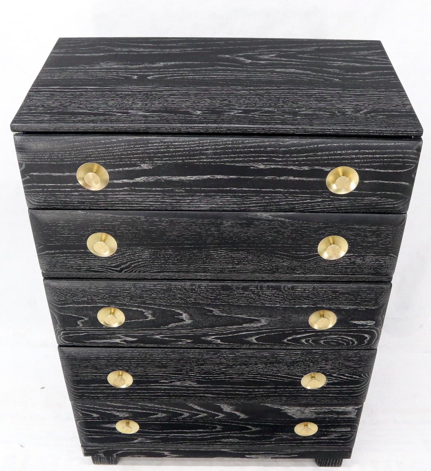 EstablishedLines Five Drawers Cerused Oak Brass Hardware High Chest Dresser