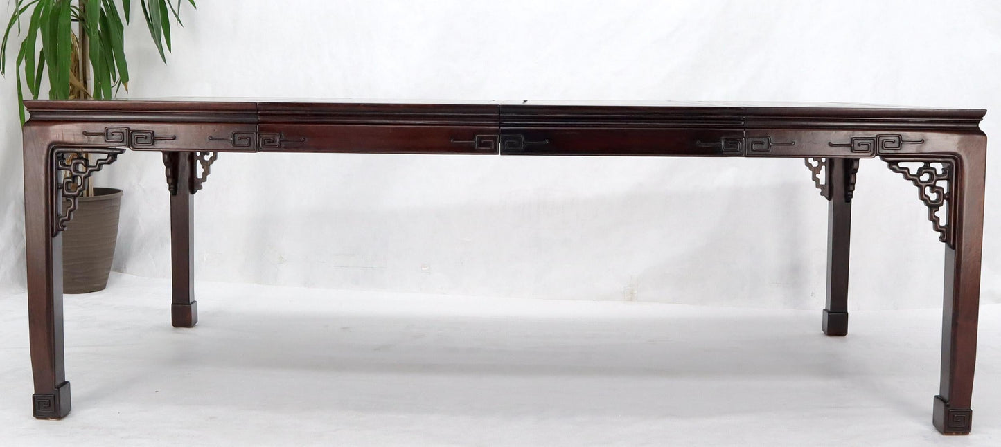 EstablishedLines Asian Chinese Chippendale Style Solid Rosewood Square Dining Table w/ 2 Bords