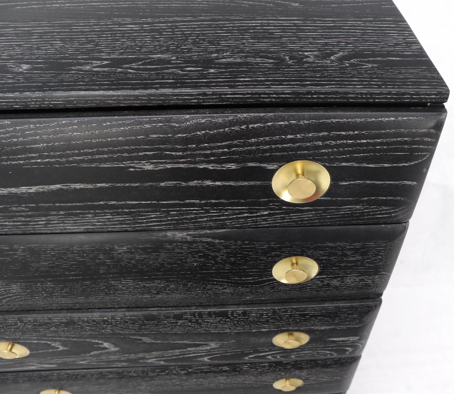 EstablishedLines Five Drawers Cerused Oak Brass Hardware High Chest Dresser