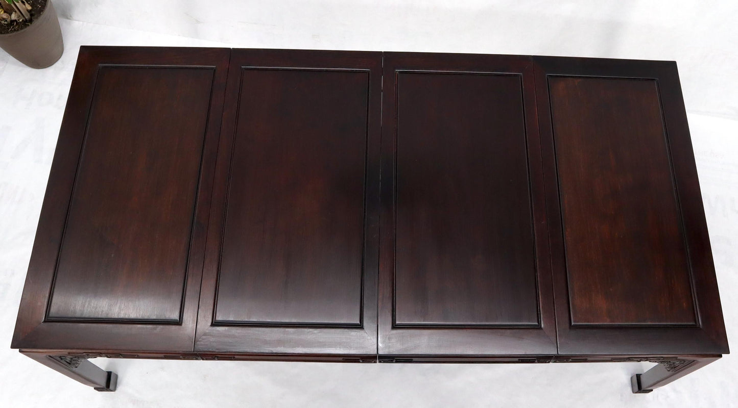 EstablishedLines Asian Chinese Chippendale Style Solid Rosewood Square Dining Table w/ 2 Bords