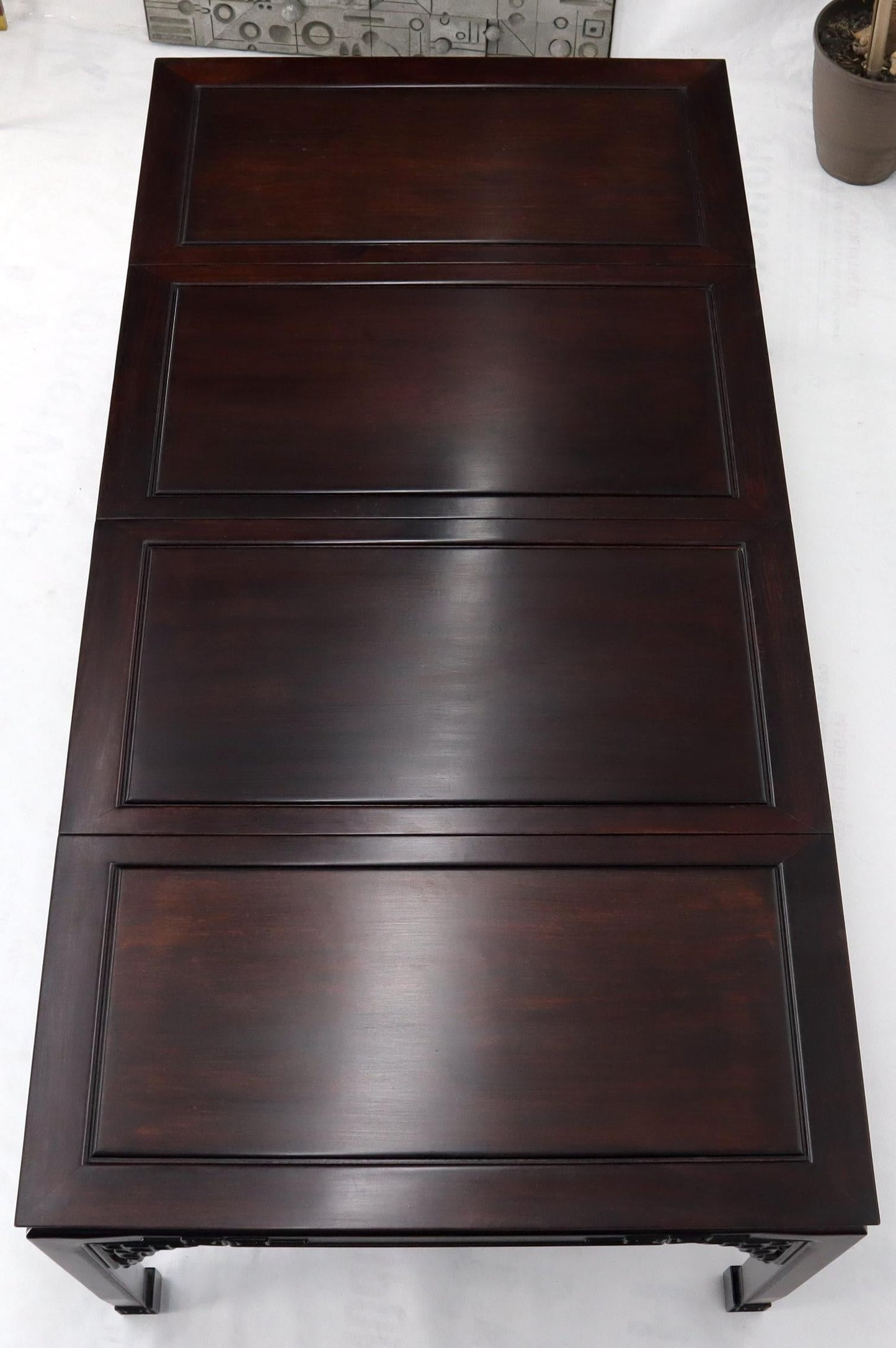 EstablishedLines Asian Chinese Chippendale Style Solid Rosewood Square Dining Table w/ 2 Bords