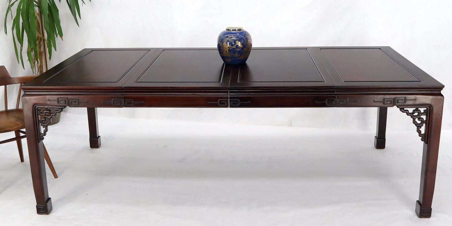 EstablishedLines Asian Chinese Chippendale Style Solid Rosewood Square Dining Table w/ 2 Bords