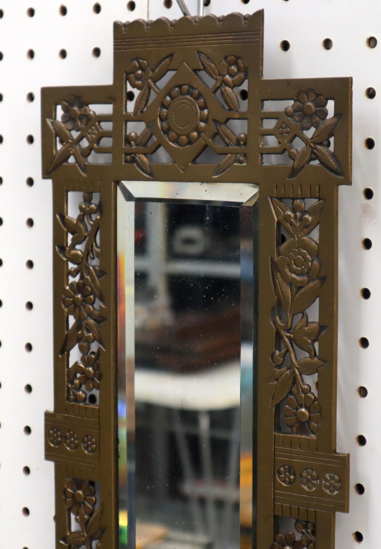 EstablishedLines Large Bronze Mirror Sconce Two Candleholders