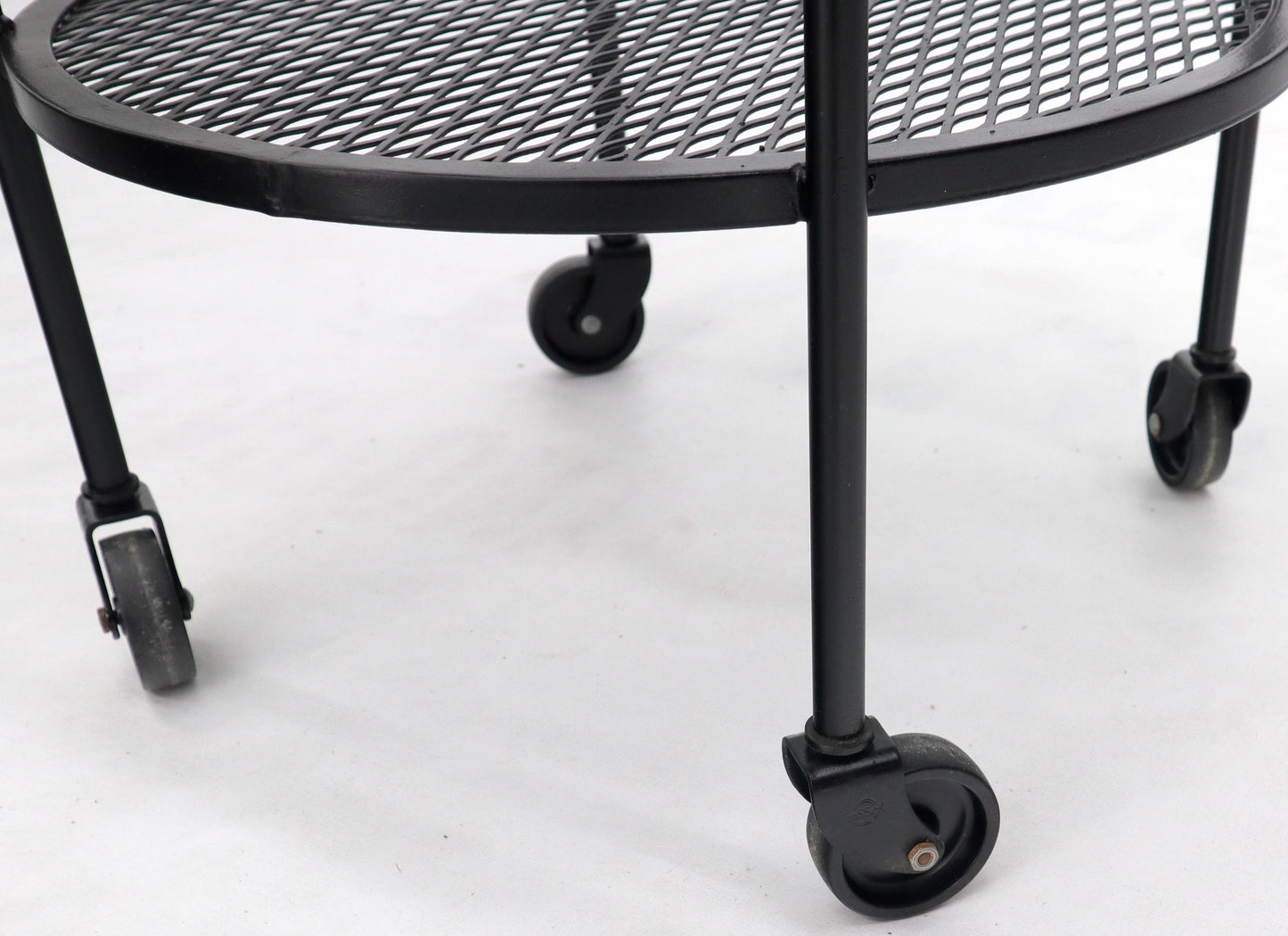 EstablishedLines Round Three Tier Perforated and Wrought Iron Metal Serving Cart Tray