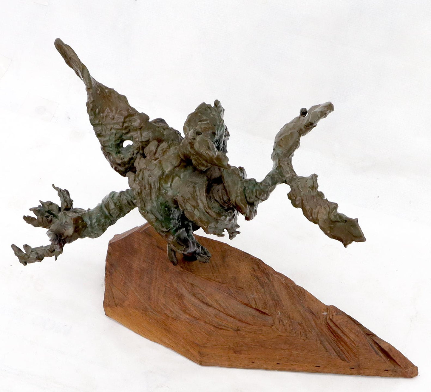 EstablishedLines Heavy Molten Bronze Chunks Abstract Mid-Century Modern Sculpture on Stand