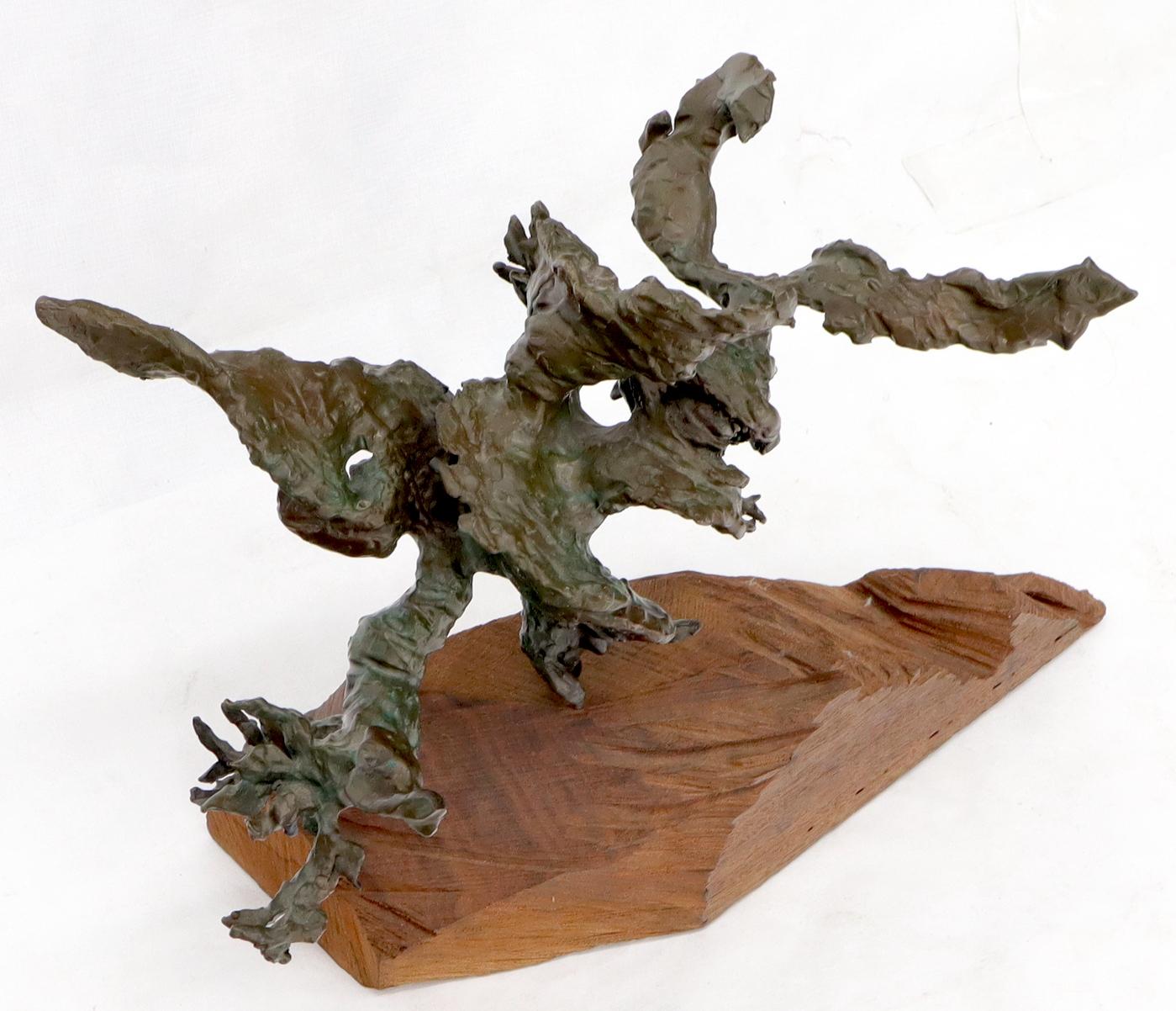 EstablishedLines Heavy Molten Bronze Chunks Abstract Mid-Century Modern Sculpture on Stand