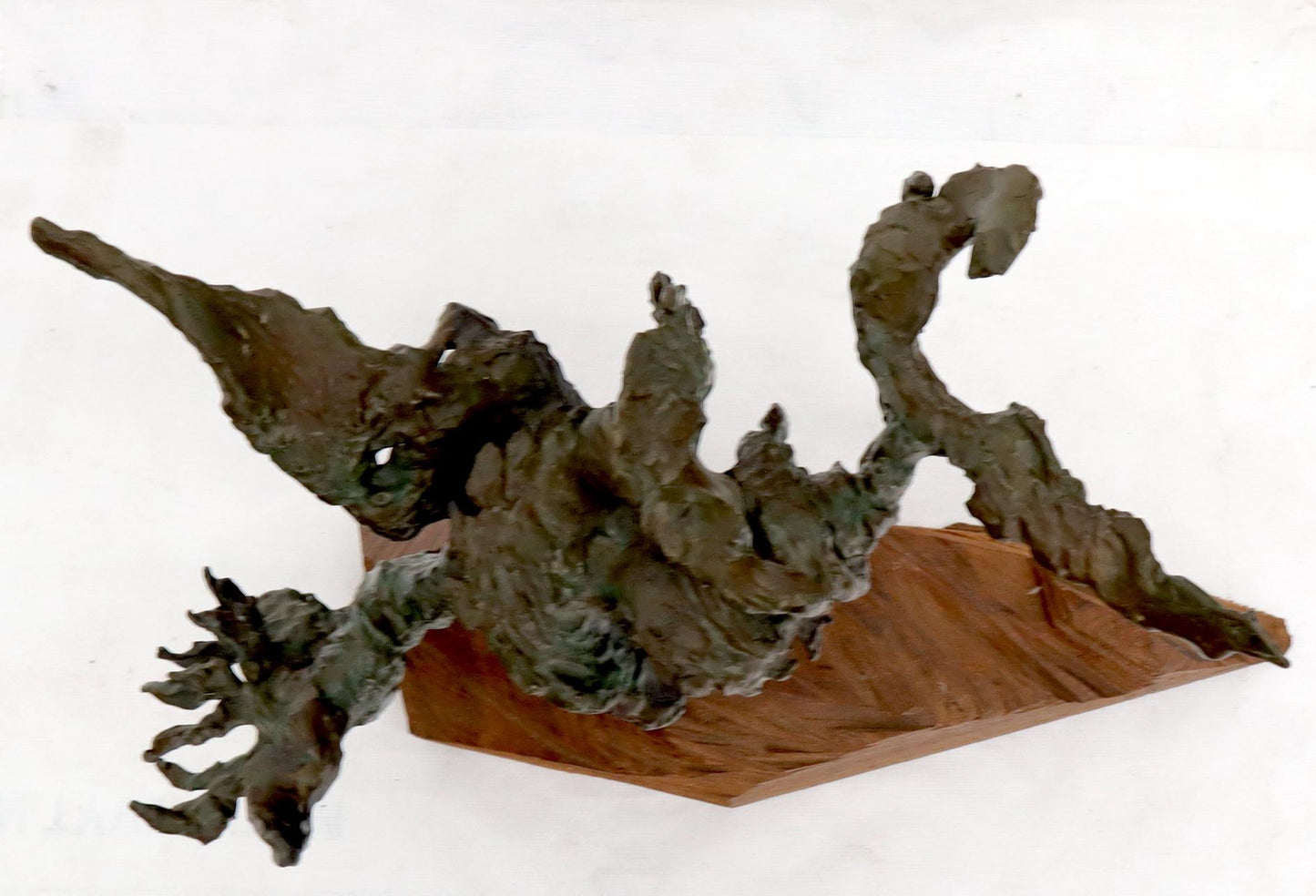 EstablishedLines Heavy Molten Bronze Chunks Abstract Mid-Century Modern Sculpture on Stand