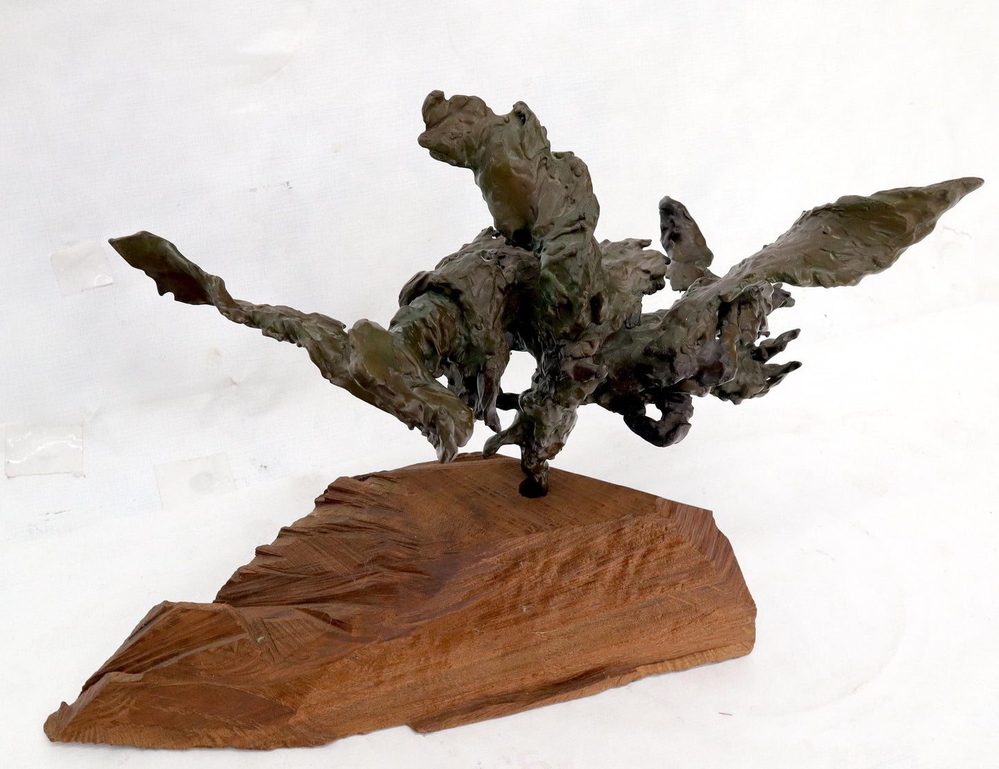 EstablishedLines Heavy Molten Bronze Chunks Abstract Mid-Century Modern Sculpture on Stand