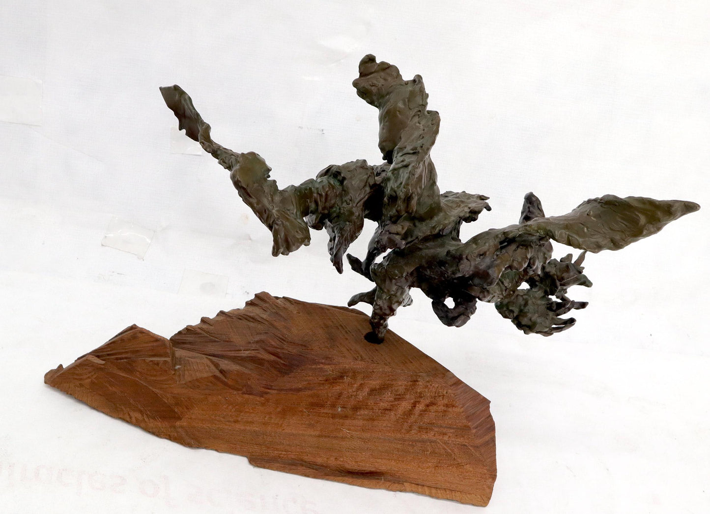 EstablishedLines Heavy Molten Bronze Chunks Abstract Mid-Century Modern Sculpture on Stand