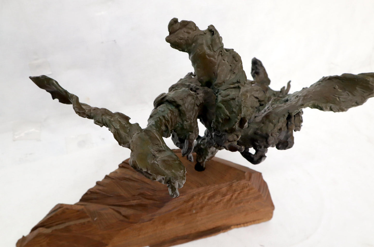 EstablishedLines Heavy Molten Bronze Chunks Abstract Mid-Century Modern Sculpture on Stand