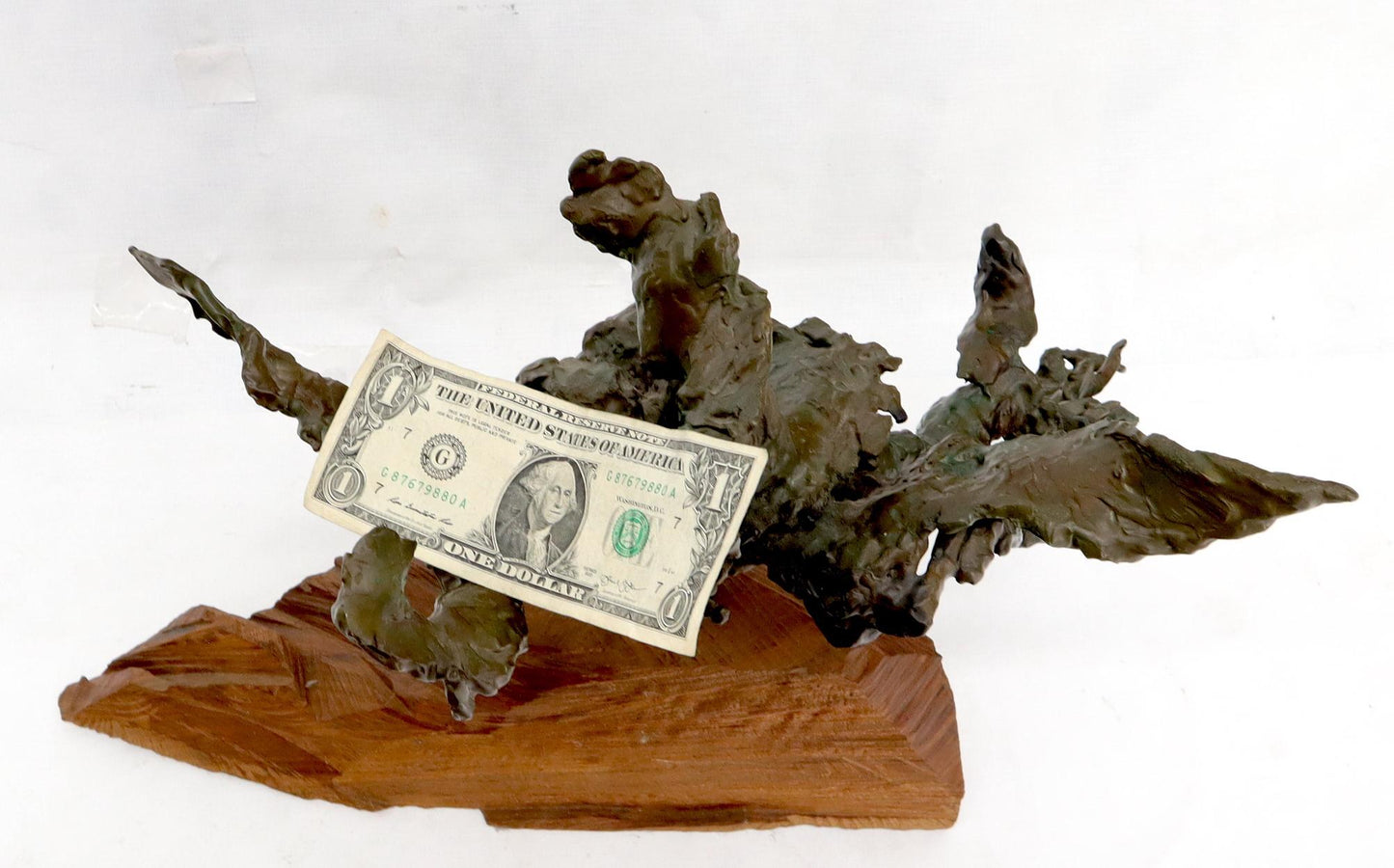 EstablishedLines Heavy Molten Bronze Chunks Abstract Mid-Century Modern Sculpture on Stand