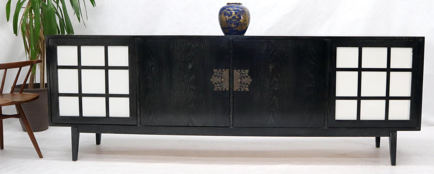 EstablishedLines Ebonized Cerused Walnut Long Credenza Dresser